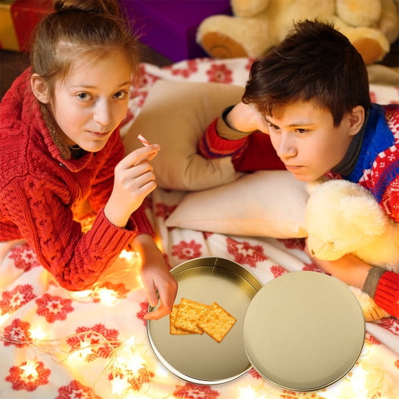 ULTNICE Round Tins For Cookies Metal Storage Tinplate 4Pcs