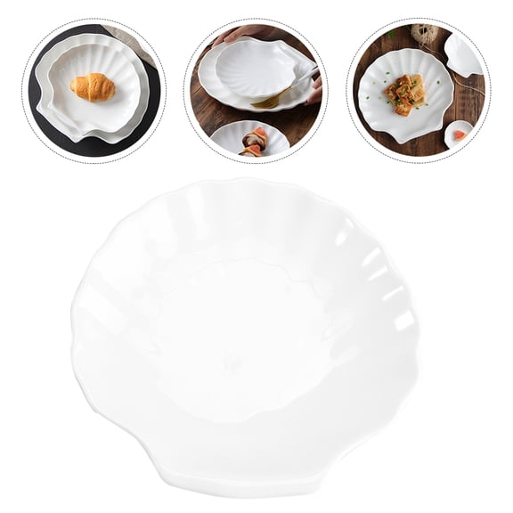 ULTNICE Appetizer Serving Platter Ceramic Plates White Serving Household Users Picnic 4Pcs
