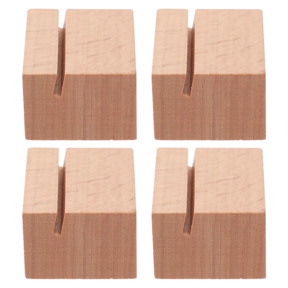 ULTNICE 4Pcs Name Card Stand Wood Menu Holder Light Brown Rustic Style