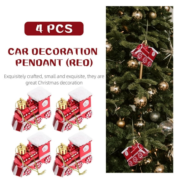 ULTNICE 4Pcs Train Shape Decorations Red Plastic Ornaments for Various Occasions