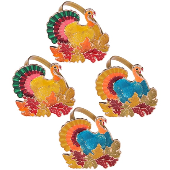 ULTNICE 4Pcs Turkey Shape Napkin Ring Holder Orange Alloy for Tsgiving Table Decor