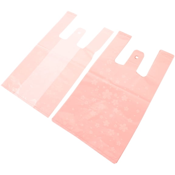 ULTNICE Pink Plastic Foldable Grocery Tote with Sakura Design for Home 50Pcs
