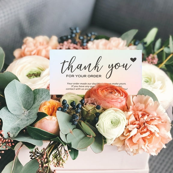 ULTNICE 50pcs Thank You Postcards Assorted Color Coated Paper Business Communication Entrepreneurs