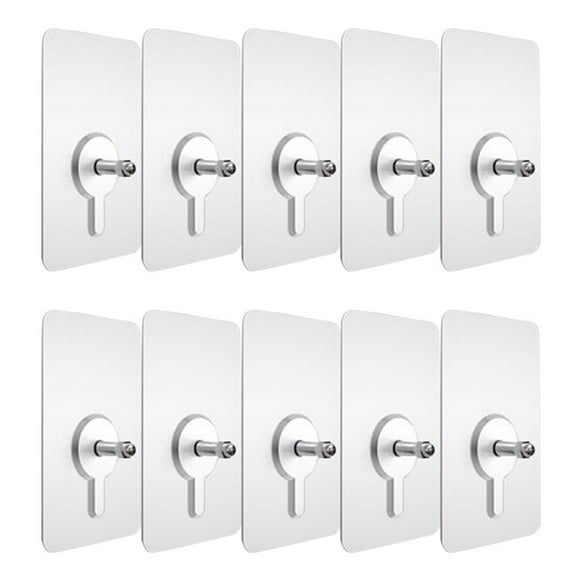 ULTNICE 10Pcs Plated Silver Seamless Wall Hooks Self Adhesive Non Trace Home Kitchen Hooks for Frames Clothes and Decorations
