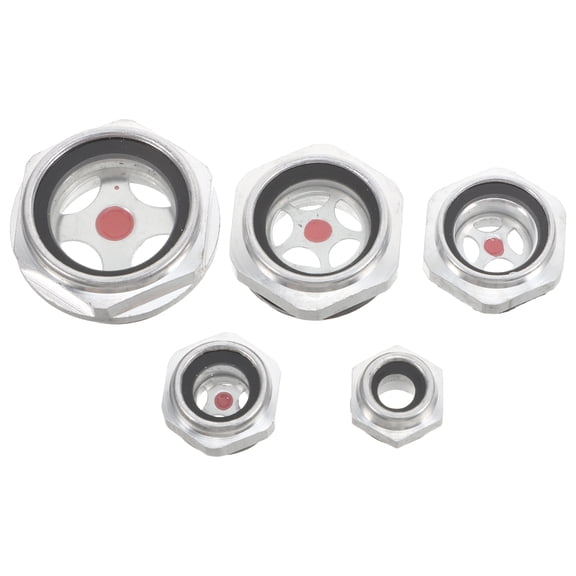 ULTNICE 5Pcs Silver Aluminum Oil Level Indicator with Glass Sight Window for Automotive Use
