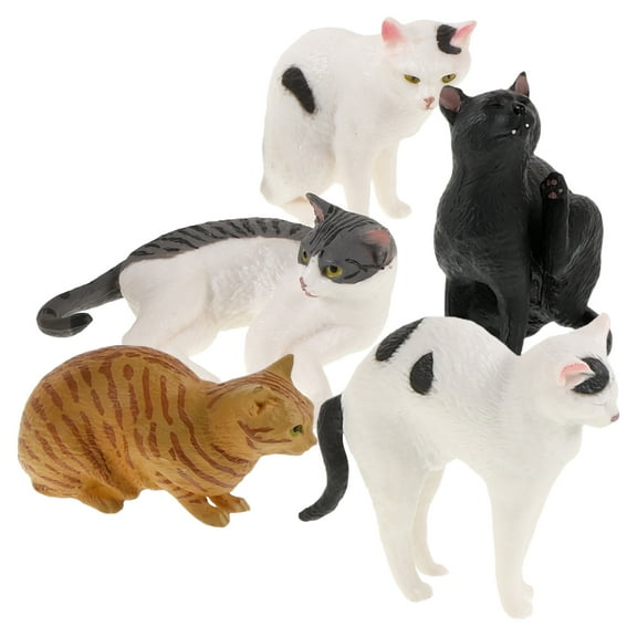 ULTNICE 5Pcs Cat Cake Toppers PVC Decorative Item Assorted Color For Playtime