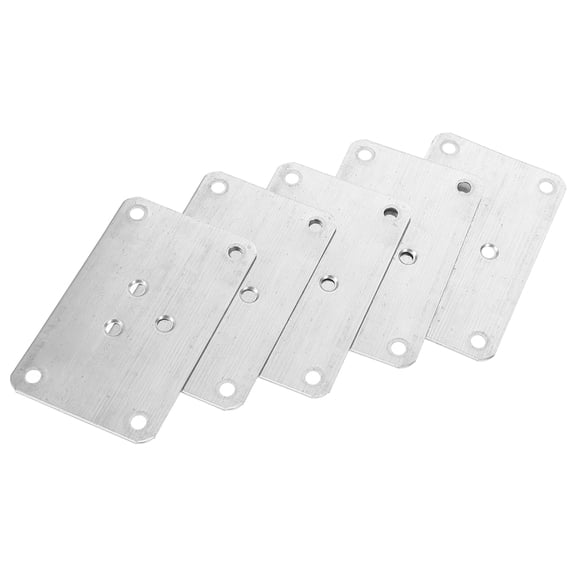 ULTNICE 5Pcs Flat Mounting Plates for Furniture Legs Plated Silver Iron Material Easy Install