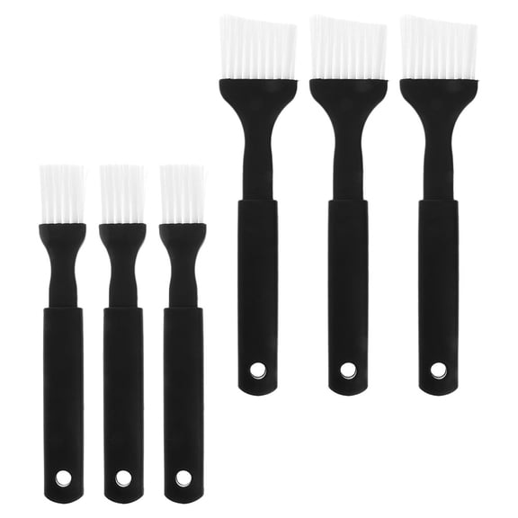 ULTNICE 6Pcs Practical Bbq Oil Basting Brushes with Black Plastic Handles for Indoor Outdoor Barbecue Baking