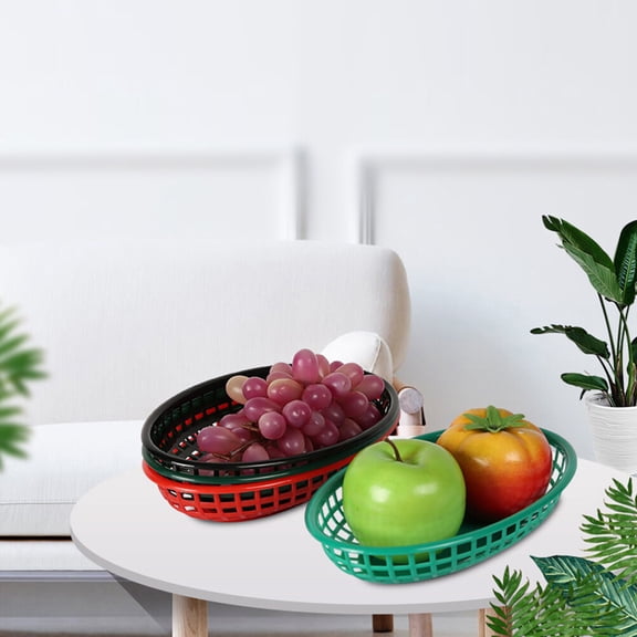 ULTNICE 6Pcs Ellipse Plastic Basket for Bread and Snack Storage Suitable for Home Kitchen and Restaurant