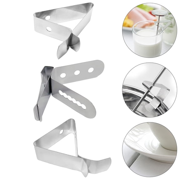 ULTNICE 6Pcs Food Thermometer Holder for Coffee Cup with 4X4X1.5In Size and Silver Color