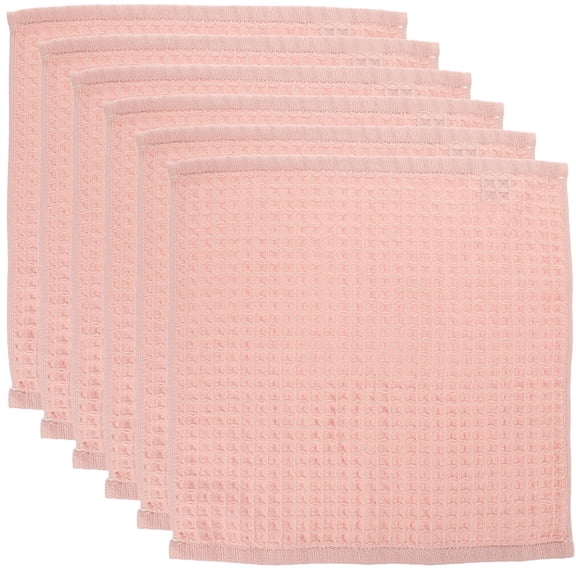 ULTNICE Cotton Waffle Bath Towels Pink Supple Comfortable for Bath 6Pcs