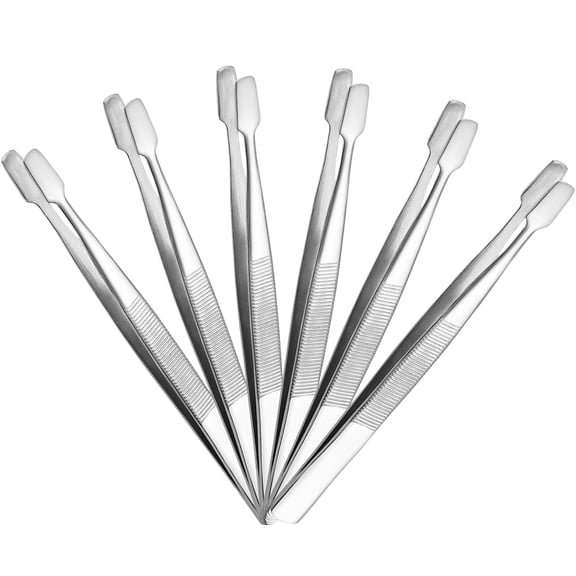 ULTNICE 6Pcs Durable Stainless Steel Tweezers with Elastic Tips for Exact Grip and Comfort