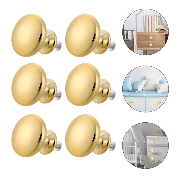 ULTNICE 6Pcs Round Mushroom Shape Cabinet Door Knobs in Golden Color for Home Decor