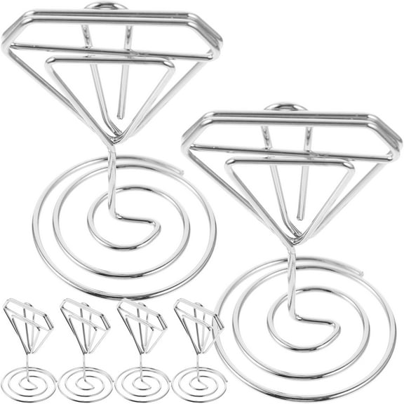 ULTNICE 6Pcs Table Cardholder Metal Silver Small Size Place Card Holder for Dinners