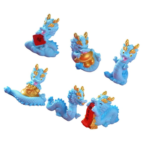 ULTNICE 6pcs Dragon Figurine Resin Dragon Shelf Decoration for Mini Landscaping