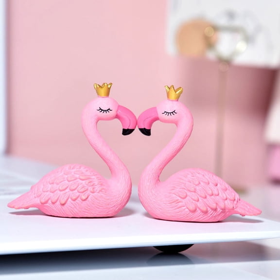 ULTNICE Creative Pink PVC Flamingo Figures for Micro Landscaping 6Pcs