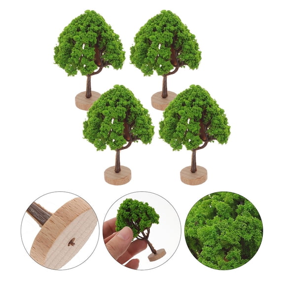 ULTNICE Green Simulation Trees Plastic and Wood Ideal for Decor and Crafts 6Pcs