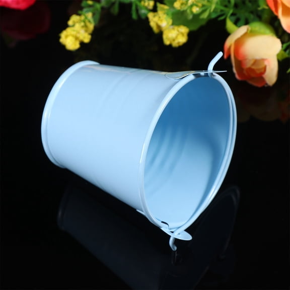 ULTNICE 8pcs Mini Buckets For Small Plants Light Blue Tinplate Flower Pots Durable Decorative Containers For And