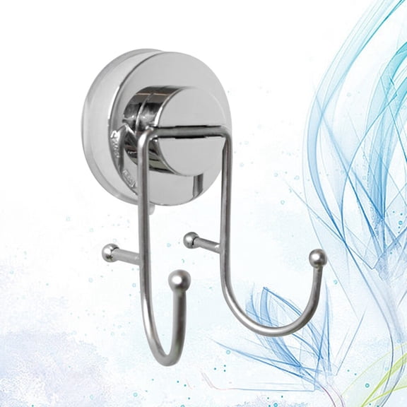ULTNICE Seamless Double Hooks Plated Silver Stainless Steel Removable for Bathroom and Kitchen