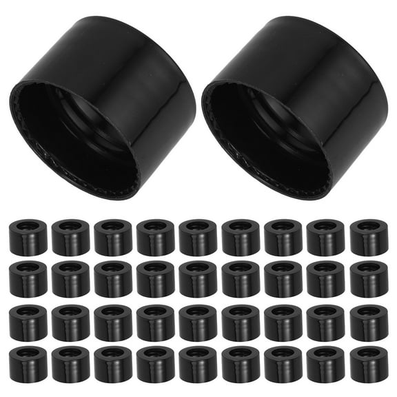 ULTNICE 20Pcs Glass Bottle Caps with Hole Black PP Material Essential Oil Dropper Bottle Replacement