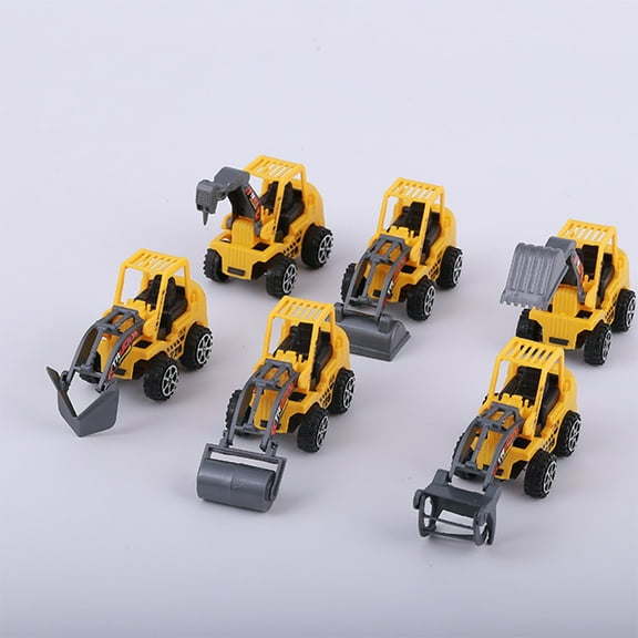 ULTNICE Construction Site Cake Decoration Excavator Shape Yellow 6Pcs 2x1.6x1.2in