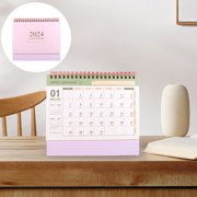 ULTNICE 2024 Table Calendar Pink Paper for Home and Office Use