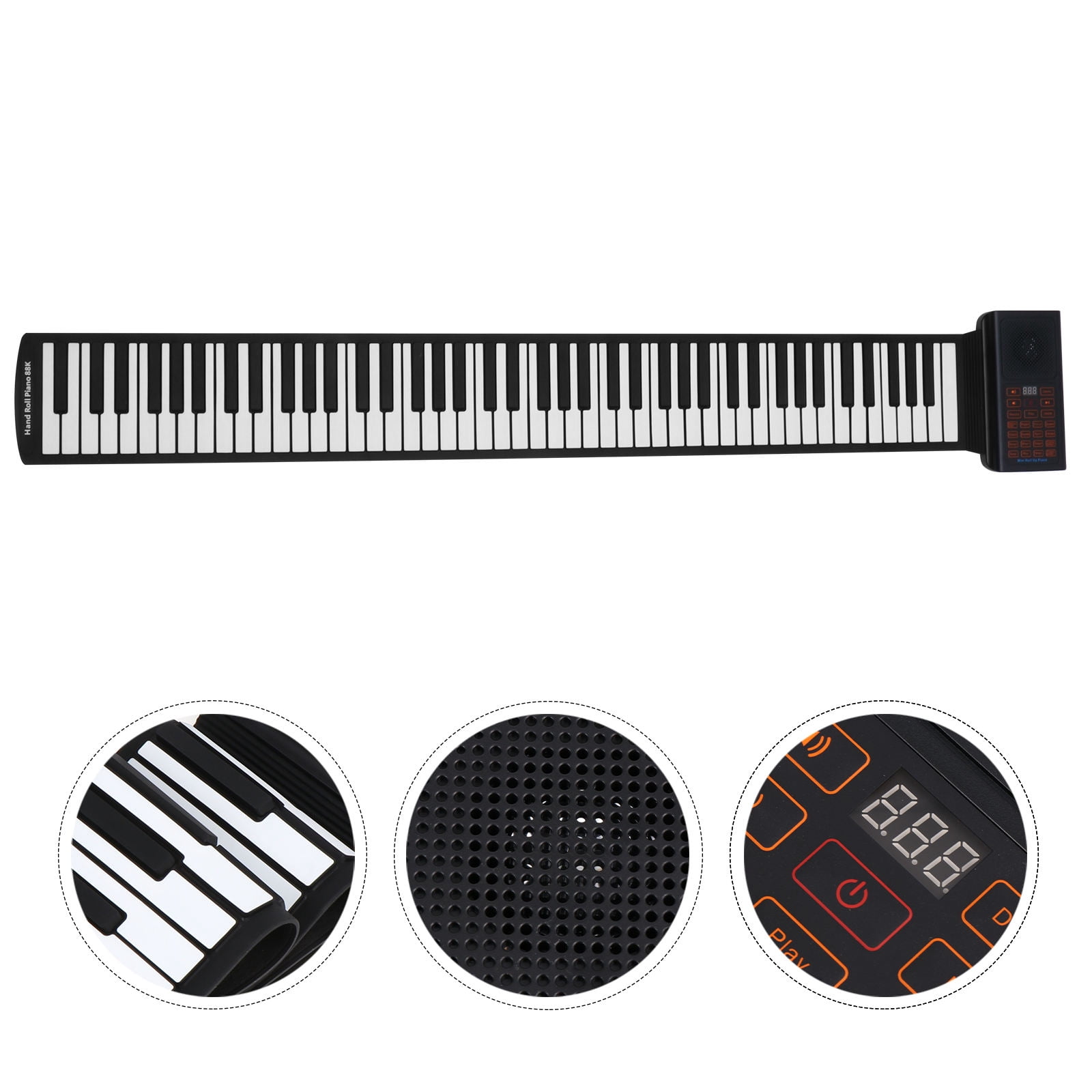 ULTNICE Built-in Rhythms Keys Portable Piano Black Silicone 1Pack for Entertainment