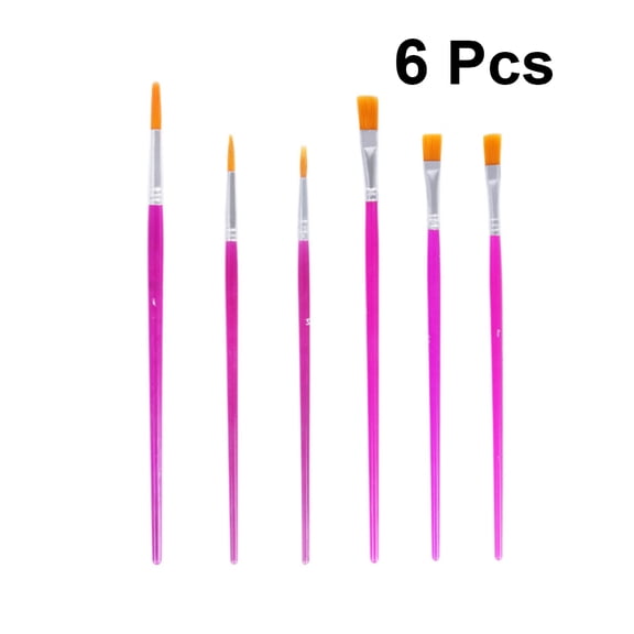 ULTNICE 6Pcs Cake Carving Brush Set with Nylon Handles for Decorating and Sculpting Rosy Finish