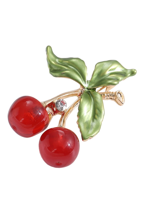 Classy Rhinestone Fruit Jewelry Cherry Brooch Pin for Women 1Set