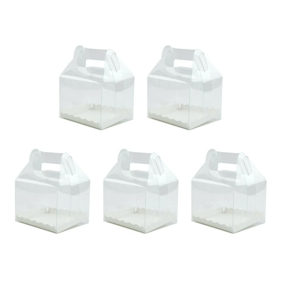 ULTNICE Clear Plastic Cake Boxes with Handle Made of PET Material for Storage Use Lightweight and Portable 5 Pieces