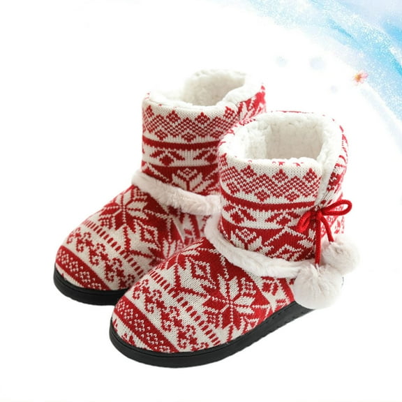 ULTNICE Comfortable Winter Footwear Cashmere Red 1 Pair for Mother and Sister