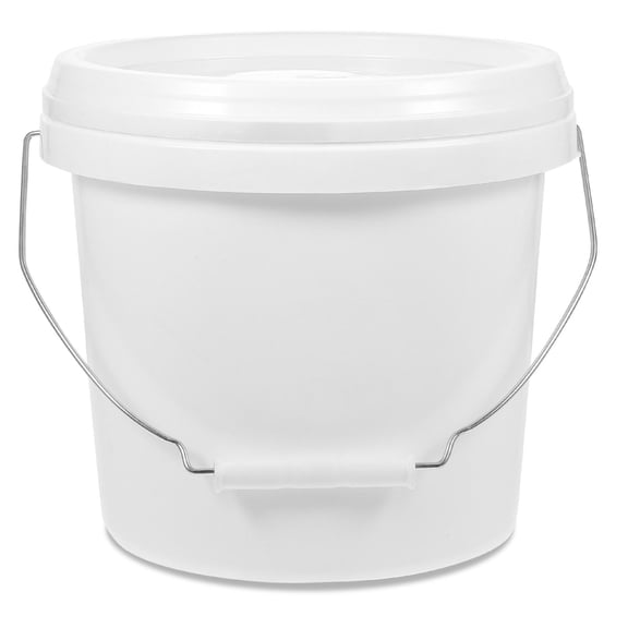 ULTNICE White Plastic Paint Bucket with Handle 1 Gallon Durable ABS Material for Storage