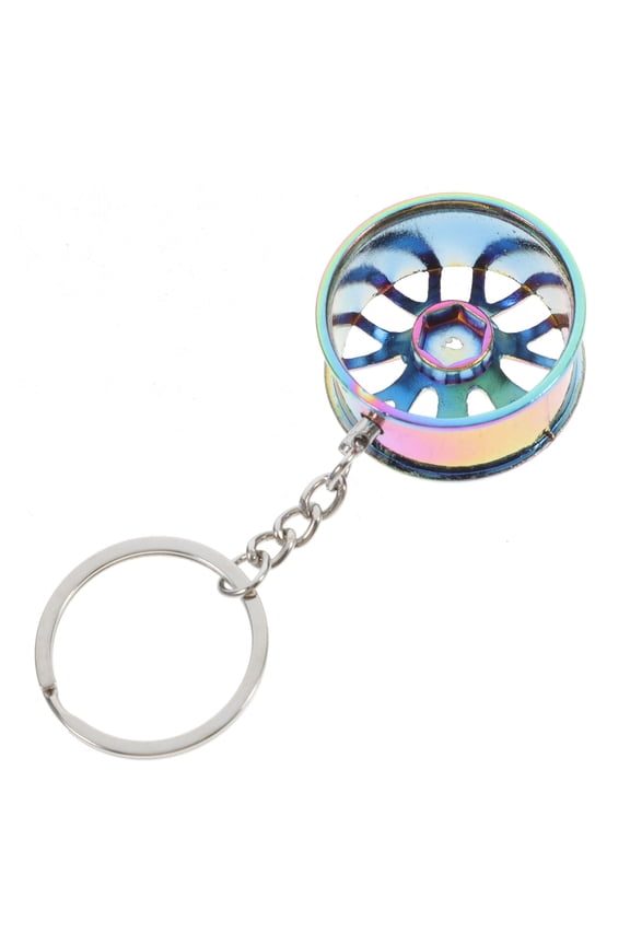 Cool Keyrings Zinc Alloy Hubcap Style Keychain 1Set for Car Enthusiast Use