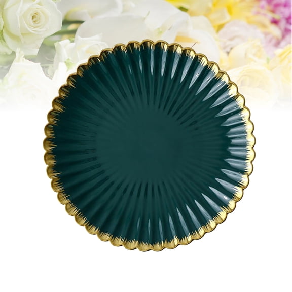 ULTNICE Dark Green Ceramic Plate for Dish Serving with Fine Texture and Smooth Edges 10 inch