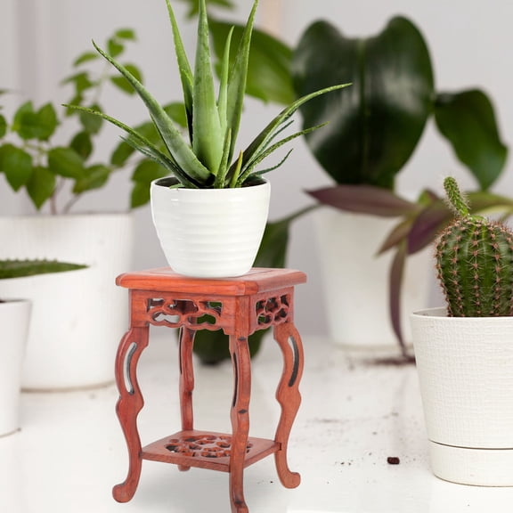 ULTNICE Decorative Display Pedestal Dark Red Wood for Flower Vase Stand 1Pack