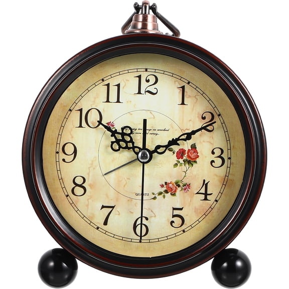 ULTNICE Desk Clock with Retro Style and Silent Sweep Second Hand for Bedroom and Living Room