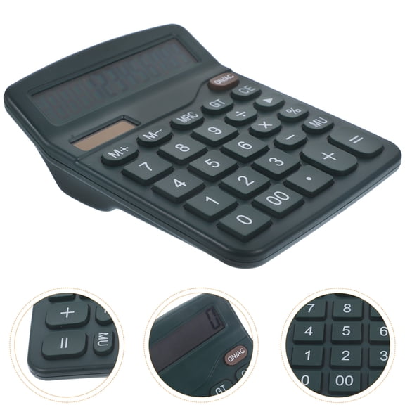 ULTNICE Office Calculator Solar Powered Dark Green with Big Buttons and Simple Design