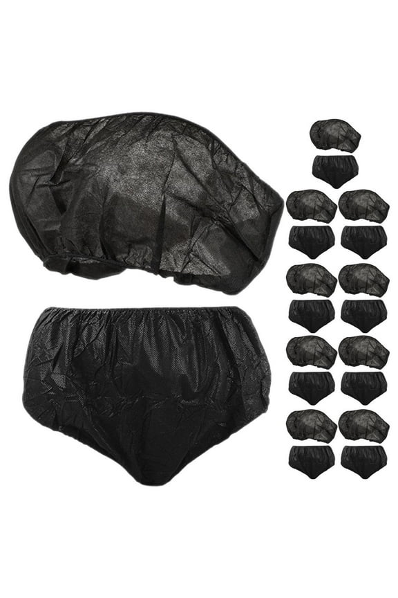 Disposable Bras and Underwear for Women Soft Breathable Nonwoven Fabric Black Sauna 10 Sets