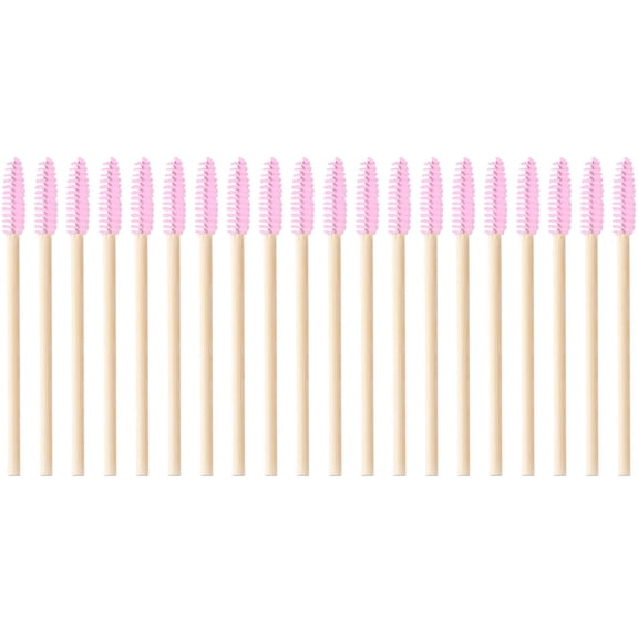 ULTNICE Disposable Eyebrow Combs with Handle for Salon Home Use Pink Polyester 20pcs