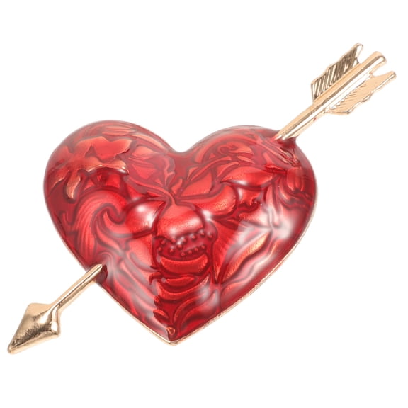 ULTNICE Enameled Heart Brooch Pin 1Pcs Red Metal Romantic Effect Brooch for Women on Dates