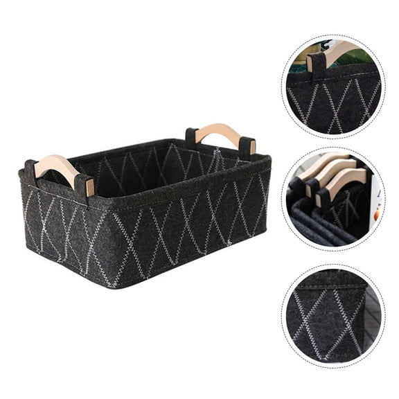 ULTNICE Felt Storage Box for Home Office Supplies Gray Black Stripes 1Pc
