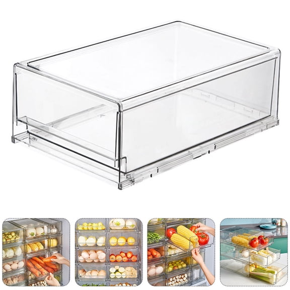 ULTNICE White Refrigerator Organizer Drawer for Fruits Vegetables and Food Storage with Transparent Design