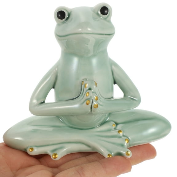 ULTNICE Frog Statue Yoga Tea Pet Cute Ceramic Decor Accessory For Tea Table Compact For Tea Lovers Office Decor