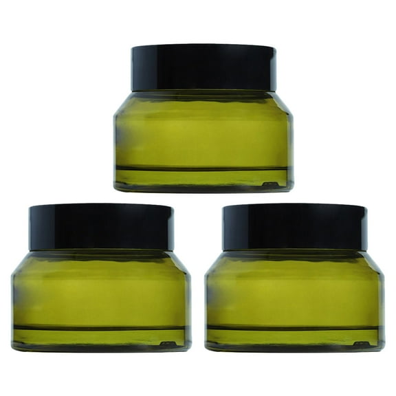 ULTNICE Green Glass Cream Jars with Shoulder Design for Storage Use 50g Bottled Container Set of 3