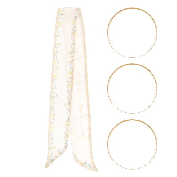 ULTNICE Hair Scarves Silk Hair Band Green Flower Pattern 1Set for Masquerade