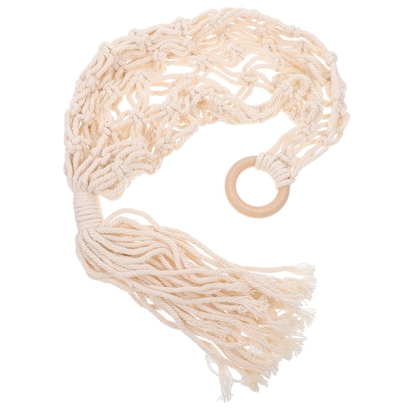 ULTNICE 1Pc Beige Woven Cotton Rope Hanging Basket Decorative Storage for Home Balcony Patio