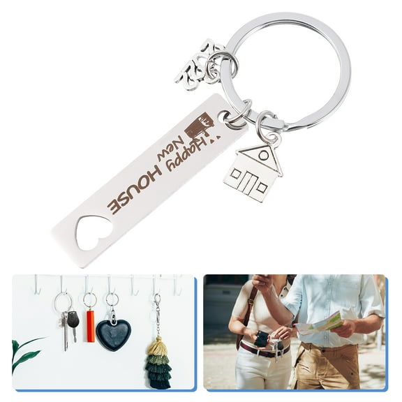 ULTNICE House Key Ring Stainless Keychain Silver 1Pcs Welcome Back Home present