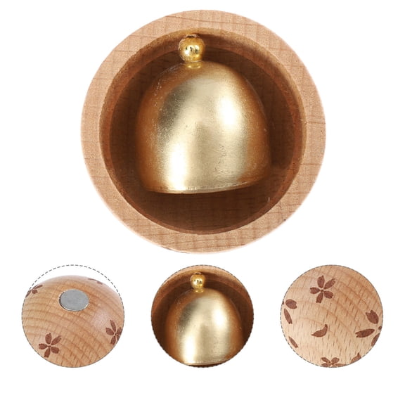 ULTNICE Copper and Beech Fridge Magnet Decorative Wooden Bell for Home Kitchen with Floral Pattern