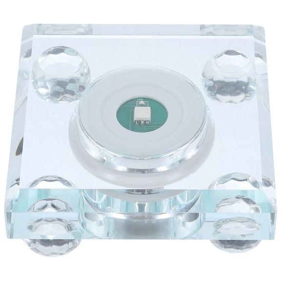 ULTNICE LED Light Display Base for Crystal and Glass Art Transparent White Crystal with Lithium Battery 3.5 Inch