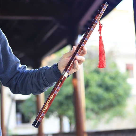 ULTNICE Light Brown Bamboo Flute Traditional Chinese Instrument for Playing with Smooth Surface and Precise Tone Holes 30.5 cm